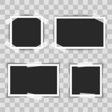 An fotoğraf çerçeveleri ile şeffaf arka plan üzerinde yapışkan. Vektör çizim.
