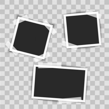 An fotoğraf çerçeveleri ile şeffaf arka plan üzerinde yapışkan. Vektör çizim.