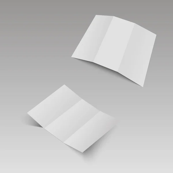 Folheto de papel dobrado em branco de três dobras, folheto, broadsheet. Ilustração vetorial —  Vetores de Stock