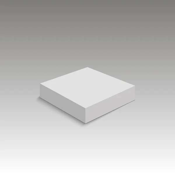 Modèle de boîte en papier horizontale vierge debout sur fond blanc. Illustration vectorielle . — Image vectorielle