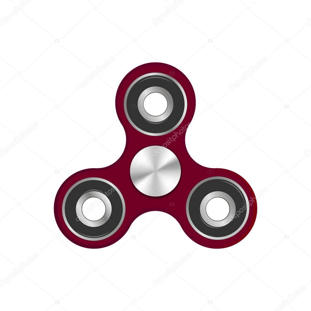Red fidget spinner toy - stress and anxiety relief. Vector