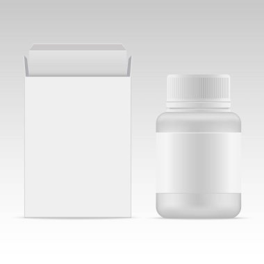 Vektör boş kozmetik ambalaj paket kağıt kutu ve kozmetik üretmek için plastik şişe