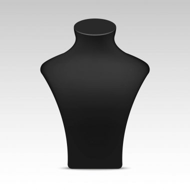 Siyah kolye manken takı için stand. Vektör yakın çekim  