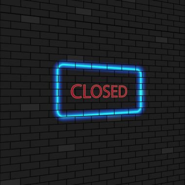 Neon işareti bir tuğla duvara kapalı kelime ile. Hisse senedi vektör çizim