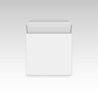 Sahte ürün karton ambalajlama kutusunu açmak. Önden Görünüm. Vektör