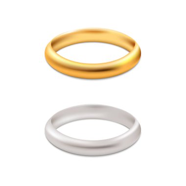 Gümüş ve altın alyans. vektör