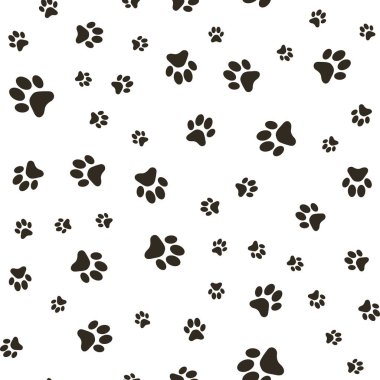 Vektör pençe ayak izleri bir köpek (kurt), lekeleri ve smear ile seamless modeli