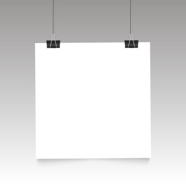 Ciltçi klibini üzerine poster. Beyaz not defteri kağıt şablonları. vektör çizim. 