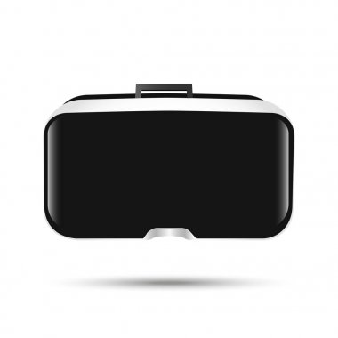 Stereoskopik 3d Vr illüstrasyon. Vektör sanal dijital siber teknoloji. Yenilik 