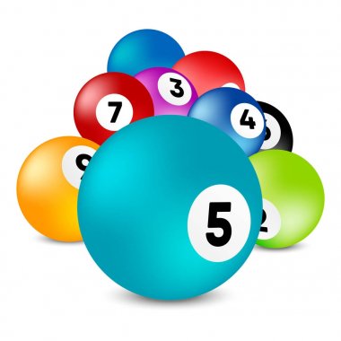 Bingo piyango topları. . Vektör piyango numarası topları renkli ayarlayın. Vektör çizim