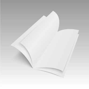 Boş katlanmış kağıt broşür ya da dergi gölgeler. Tasarımlarınız için hazır şablon alay. Vektör 