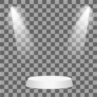 Sahne Podyum ışıklı projektör. Soğuk ışık etkisi. Vektör çizim