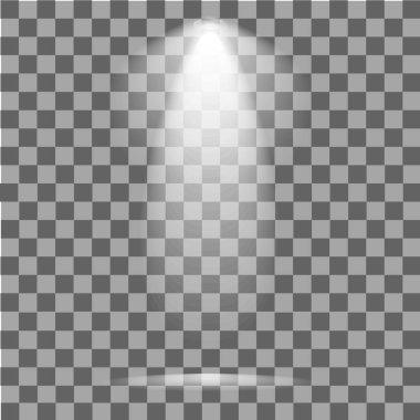 Sahne aydınlatma. Soğuk ışık etkisi. Sahne alanı üzerindeki şeffaf arka plan spot aydınlatılmış. Vektör çizim.