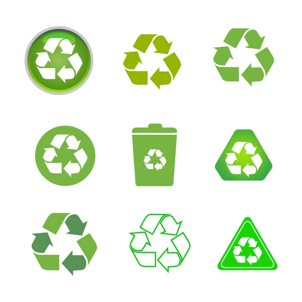 Recycled cycle arrows vector icon set illustration isolated on white background. Recycled eco vector icon — Stock Vector