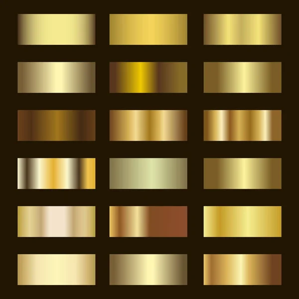 Sada Gold gradientní pozadí vektorové texturou kovové ilustrace — Stockový vektor