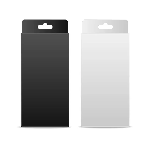 Witte en zwarte Product pakket vak met Hang-sleuf. Mock Up sjabloon klaar voor uw ontwerp. Vecto — Stockvector