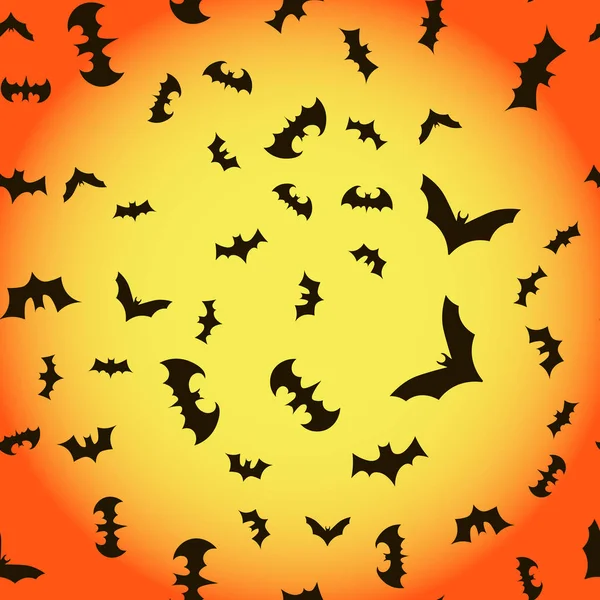 Vliegende vleermuizen op hemelachtergrond. Vrolijke Halloween. Vectorillustratie — Stockvector