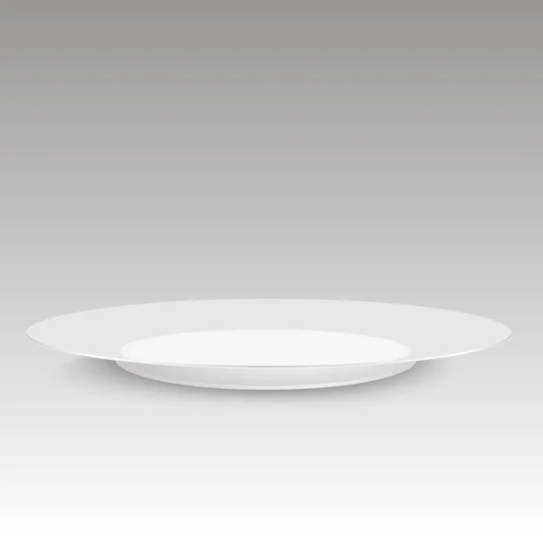 Assiette vide avec ombre douce sur fond blanc. Illustration vectorielle . — Image vectorielle