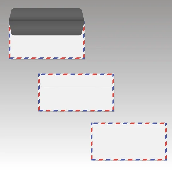 Öppnas, baksida och framsida Dl air mail kuvertet. Vektorillustration. — Stock vektor