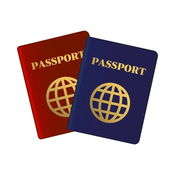 Passeports bleu et rouge. Document d'identité international pour le voyage. Vecteur . — Image vectorielle