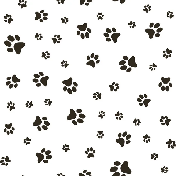 Vector seamless pattern with paw footprints of a dog (wolf), stains and smears — Stock Vector