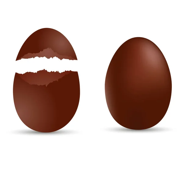 Braunes süßes Schokoladenei. Zerbrochenes Ei. Vektor — Stockvektor