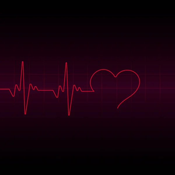 Rood hart pulse transparante lichteffect, elektrocardiogram. Vectorillustratie. — Stockvector