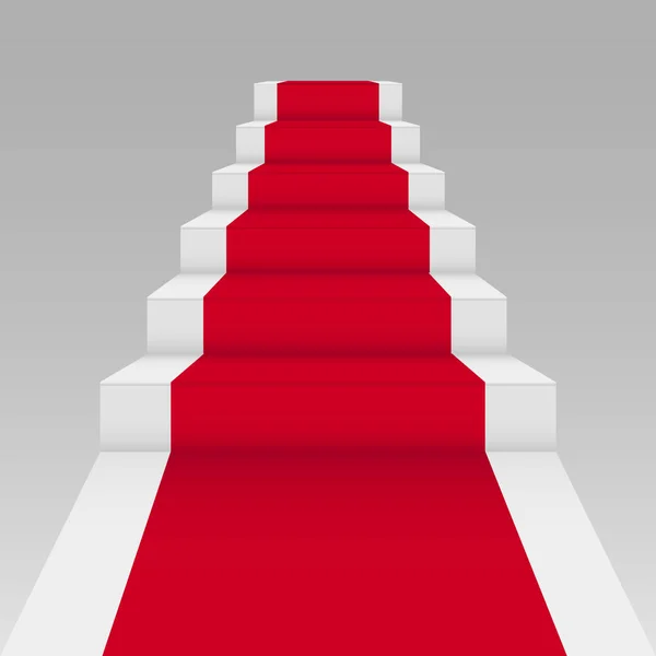 Treppe und roter Teppich. 3D-Illustration isoliert auf grauem Hintergrund. Vektor. — Stockvektor