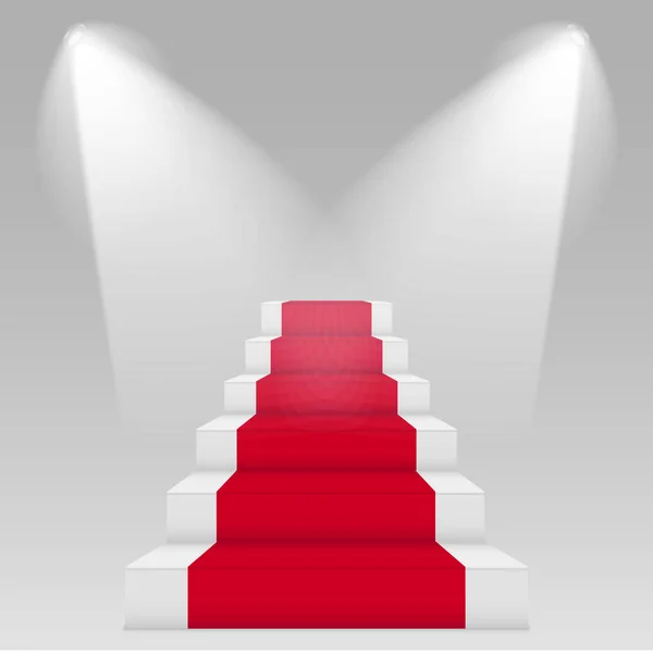 Bühne für Preisverleihungen. Podium mit rotem Teppich. Podest. Vektorillustration — Stockvektor