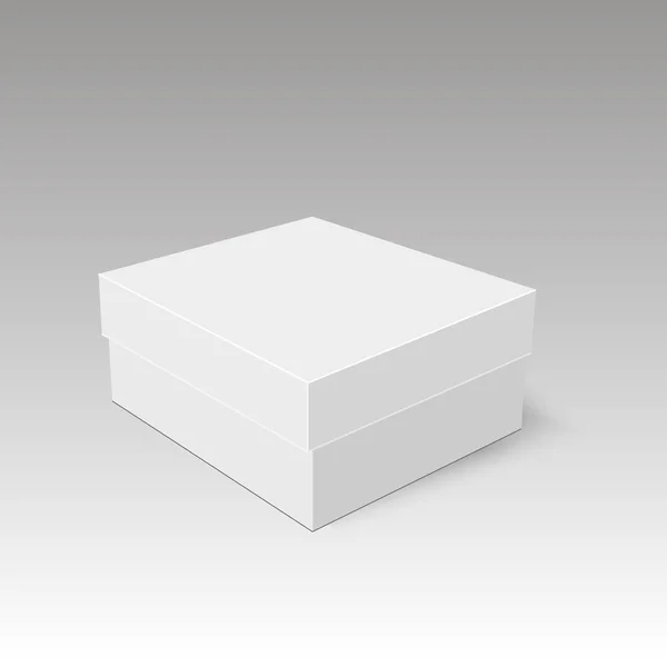 Caja de embalaje de cartón producto blanco. Vector de ilustración . — Vector de stock