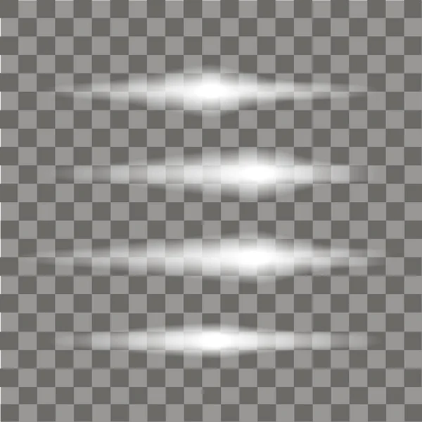 Conjunto de estrellas con efecto de luz brillante estalla con destellos aislados sobre fondo transparente. Vector — Archivo Imágenes Vectoriales