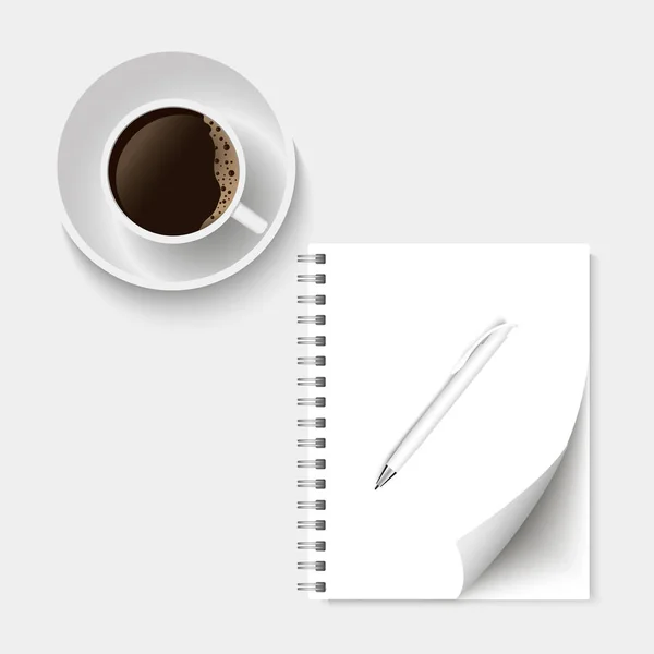 Nota en blanco y café con bolígrafo. Vector — Archivo Imágenes Vectoriales