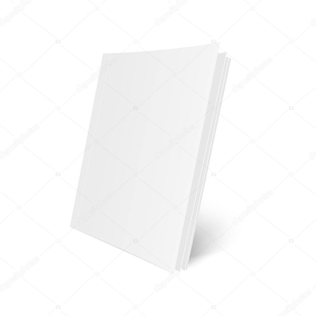 Blank Mock Up cover of magazine, book, booklet, brochure. Illustration Isolated On White Background. Vector
