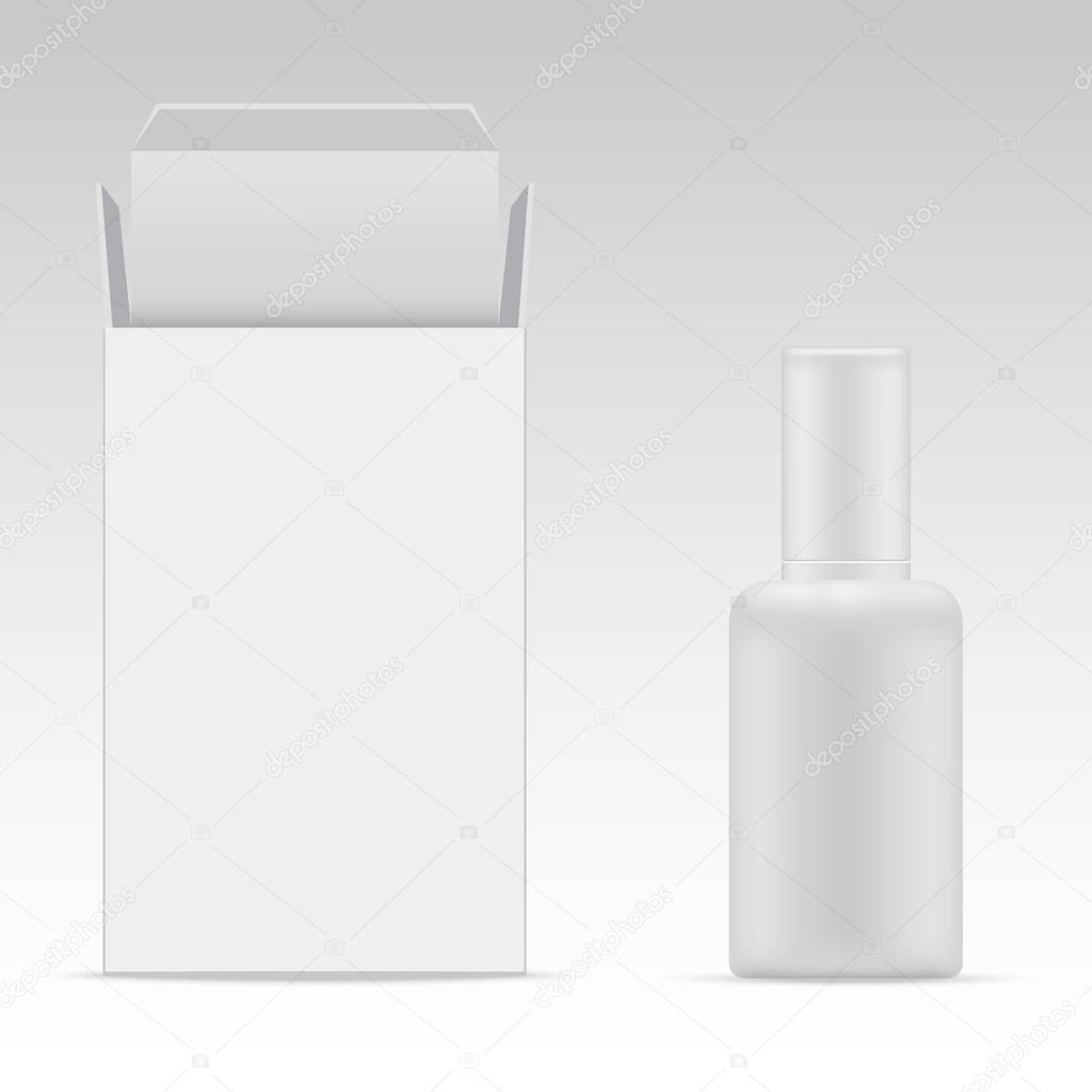 Vector blank cosmetic packaging package paper box and plastic bottle for cosmetic produc