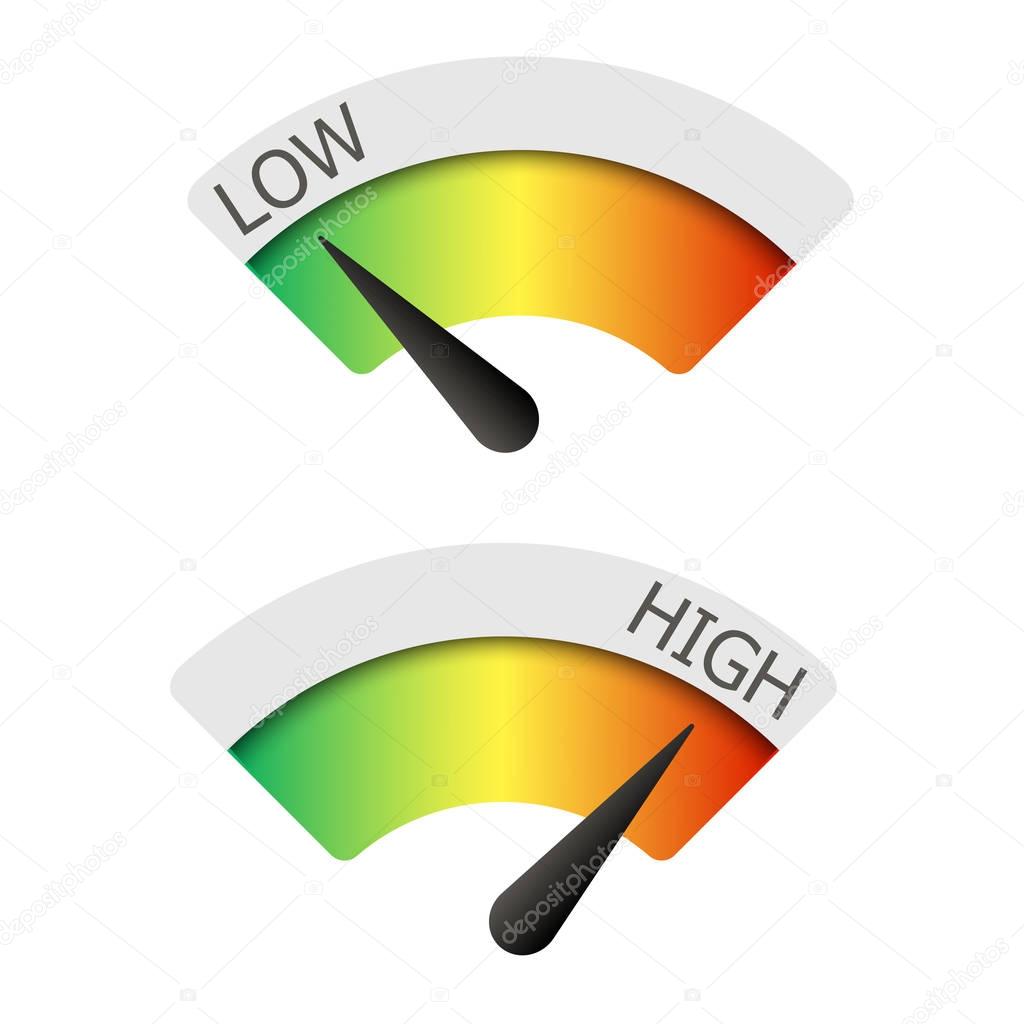 Low  and High gauges. Vector illustratio