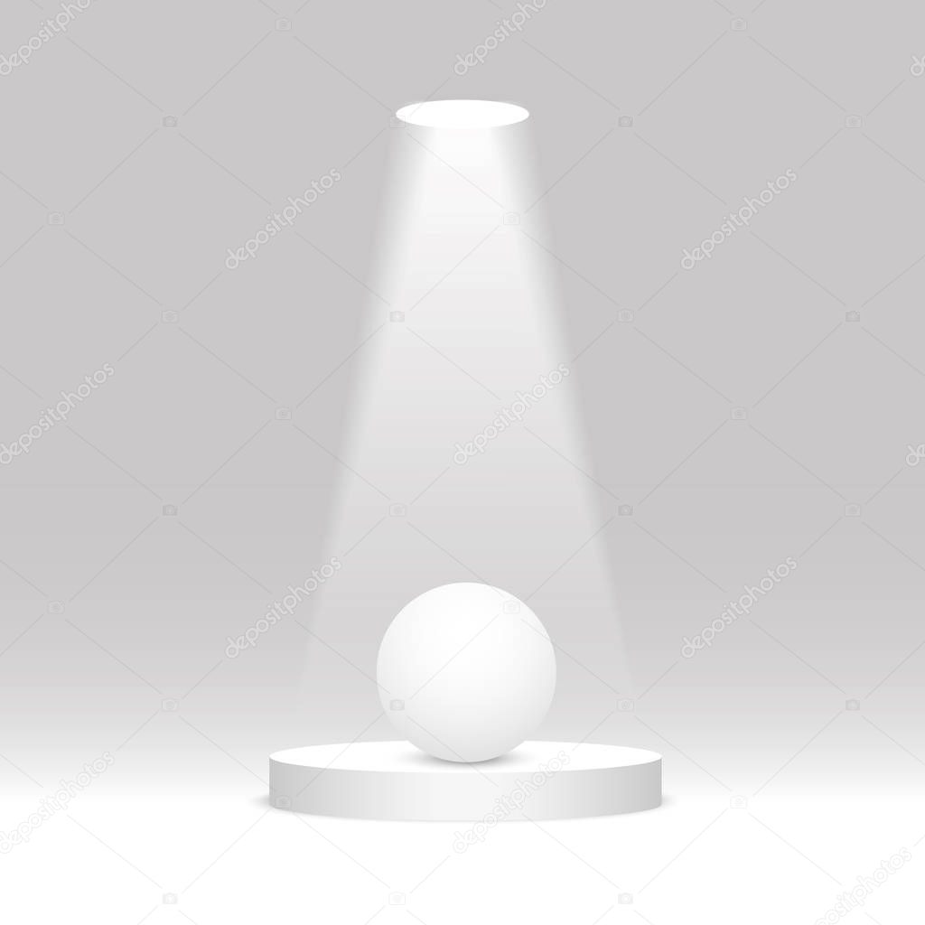 White sphere under spotlight. Vector illustration