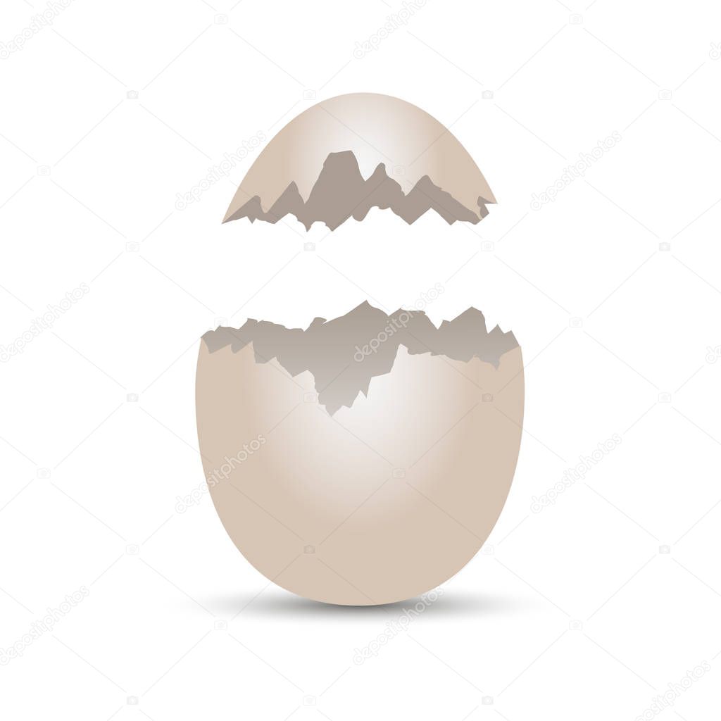 Broken egg. White egg with crack effect. Vector