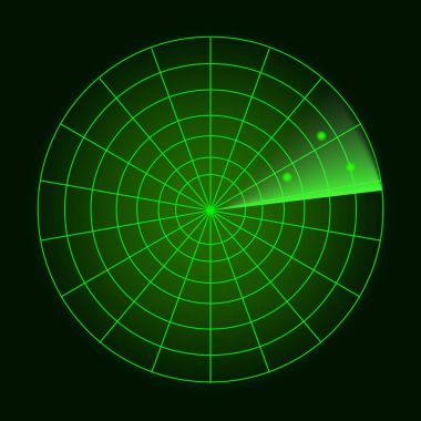 Amaçları monitörde dijital radar. Siyah arka plan üzerine izole. Vektör çizim