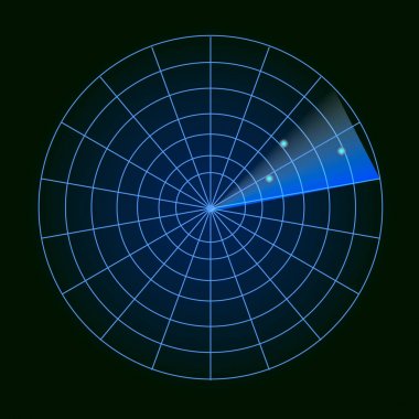 Amaçları monitörde dijital radar. Siyah arka plan üzerine izole. Vektör çizim