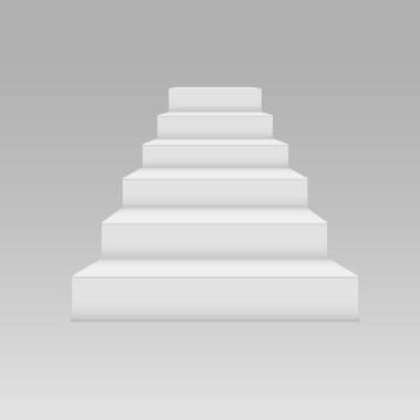 Beyaz merdiven üzerinde hafif bir arka plan boş. Başarılarının sembolü. Vektör illustratio
