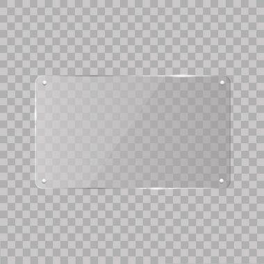 Realistic horizontal transparent glass frame with shadow on transparent background.   Vector illustratio clipart