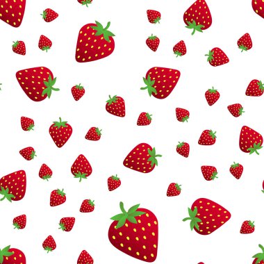 Beyaz arka plan üzerinde çilek ile Seamless modeli. vektör doku Tekstil, sarma, duvar kağıtları ve diğer yüzeyler için.