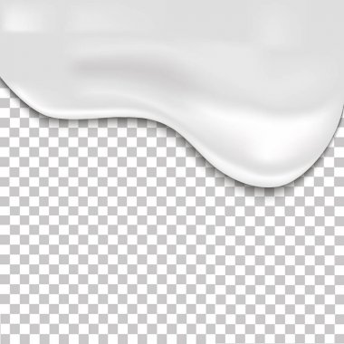Saydam arka plan üzerinde krem damlama erimiş. Gerçekçi vektör arka plan