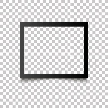 Gerçekçi boş siyah fotoğraf çerçevelemek saydam arka plan üzerinde gölge ile. Vektör çizim retro fotoğraf çerçeve şablonu fotoğraf tasarım. Vintage tarzı