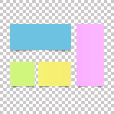 Çeşitli renkli belgeler, mesajınız için hazır kümesi. Vektör çizim