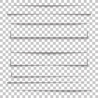 Sayfa ayırıcı. Şeffaf gerçekçi kağıt gölge efekti ayarlayın. Web afiş. Vektör çizim tasarımınız için