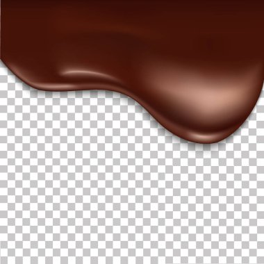 Saydam arka plan üzerine damlama erimiş çikolata. Gerçekçi vektör arka plan