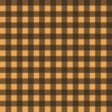 Sarı ve kahverengi sorunsuz masa örtüsü vektör. Sorunsuz geleneksel masa örtüsü desen vektör. Geometrik basit kare desen