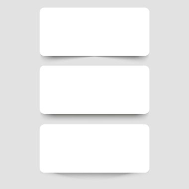 Gölgeler gri arka plan üzerinde beyaz bir çerçeve afiş. Vektör çizim. Beyaz kağıt kartları şablonu. Gerçekçi vektör yukarı alay