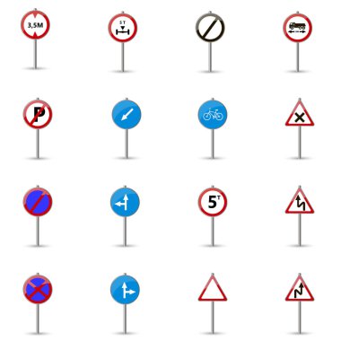 Yol işaretleri kümesi. vektör